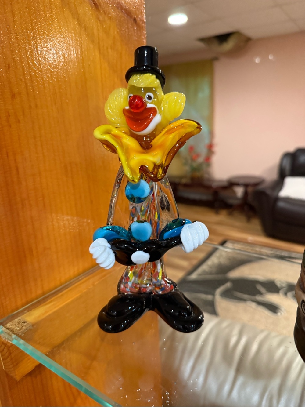 Vintage Murano Art Glass Clown Figurine – Handcrafted in Italy – Black Top Hat - Picture 3 of 5